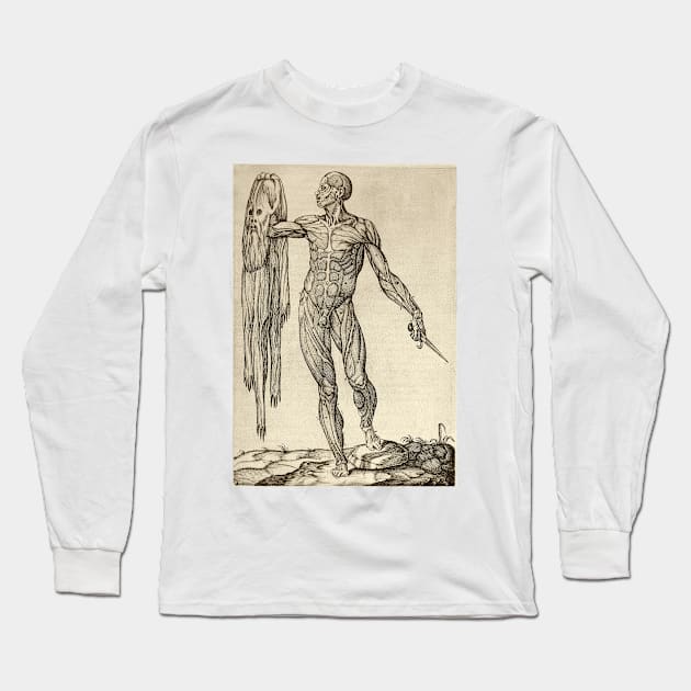 Dissected cadaver with flayed skin (C019/7086) Long Sleeve T-Shirt by SciencePhoto